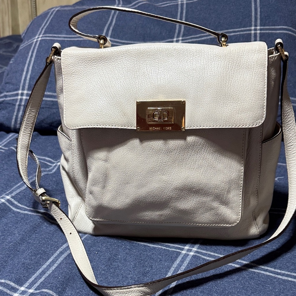 Michael Kors Cream Crossbody Bag with Gold Accents